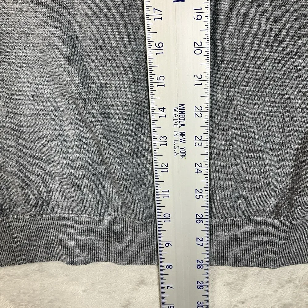 J Crew V Neck Sweater Mens XL 100% Merino Wool Gray Lightweight Preppy AD337